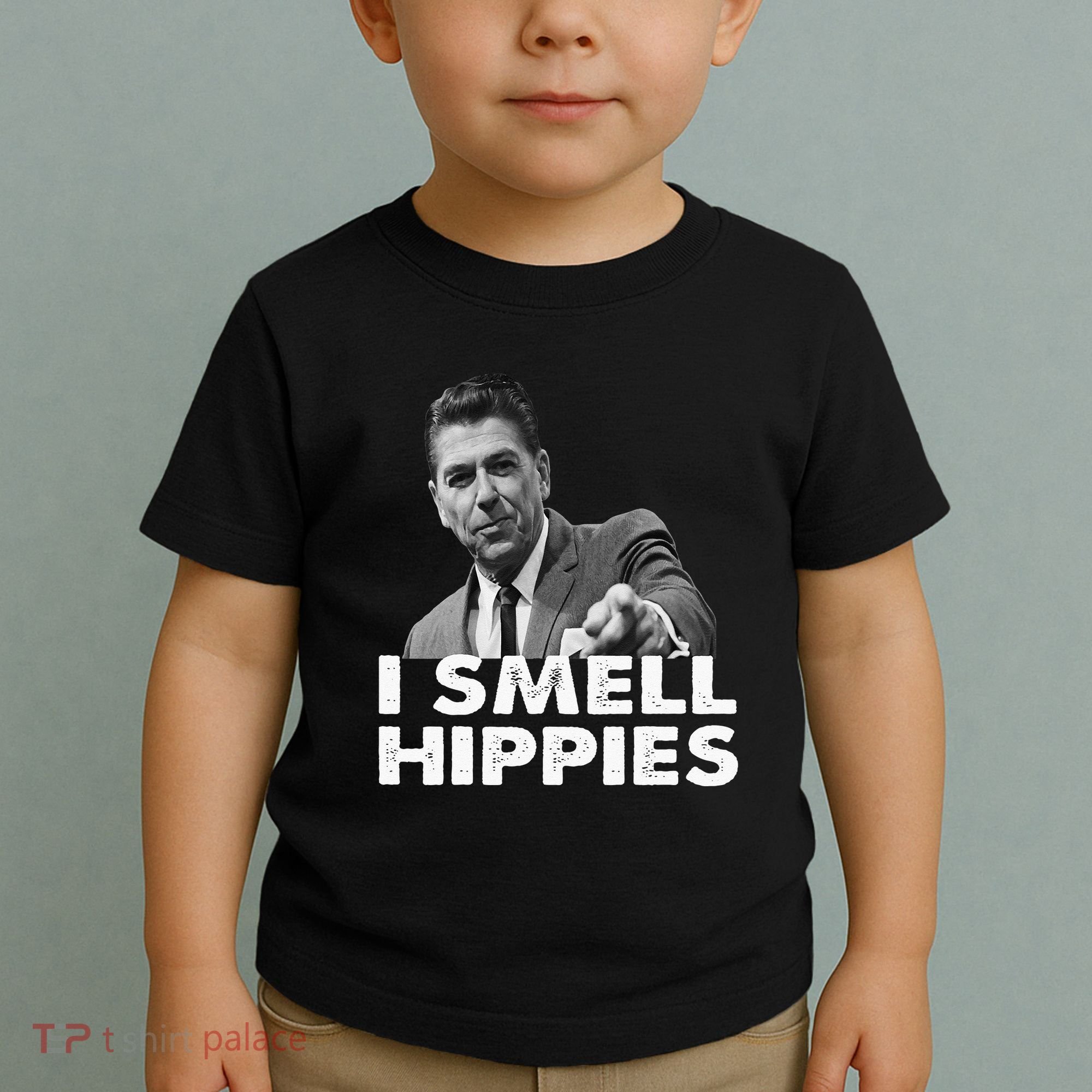 Conservative Merica Ronald Reagan I Smell Hippies Toddler T-Shirt