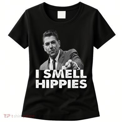 Conservative Merica Ronald Reagan I Smell Hippies Women's T-Shirt