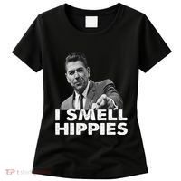 Conservative Merica Ronald Reagan I Smell Hippies Women's T-Shirt thumb 0