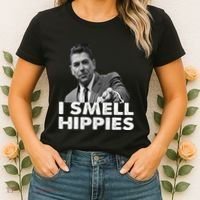 Conservative Merica Ronald Reagan I Smell Hippies Women's T-Shirt thumb 2