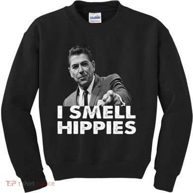 Conservative Merica Ronald Reagan I Smell Hippies Kids Sweatshirt