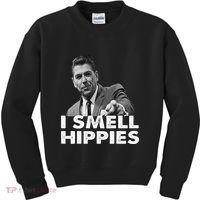 Conservative Merica Ronald Reagan I Smell Hippies Kids Sweatshirt thumb 0
