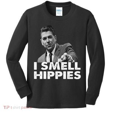 Conservative Merica Ronald Reagan I Smell Hippies Kids Long Sleeve Shirt