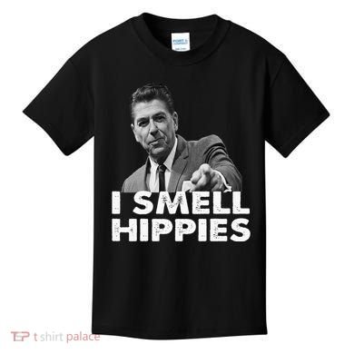 Conservative Merica Ronald Reagan I Smell Hippies Kids T-Shirt