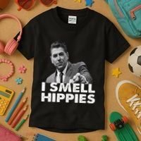 Conservative Merica Ronald Reagan I Smell Hippies Kids T-Shirt thumb 3