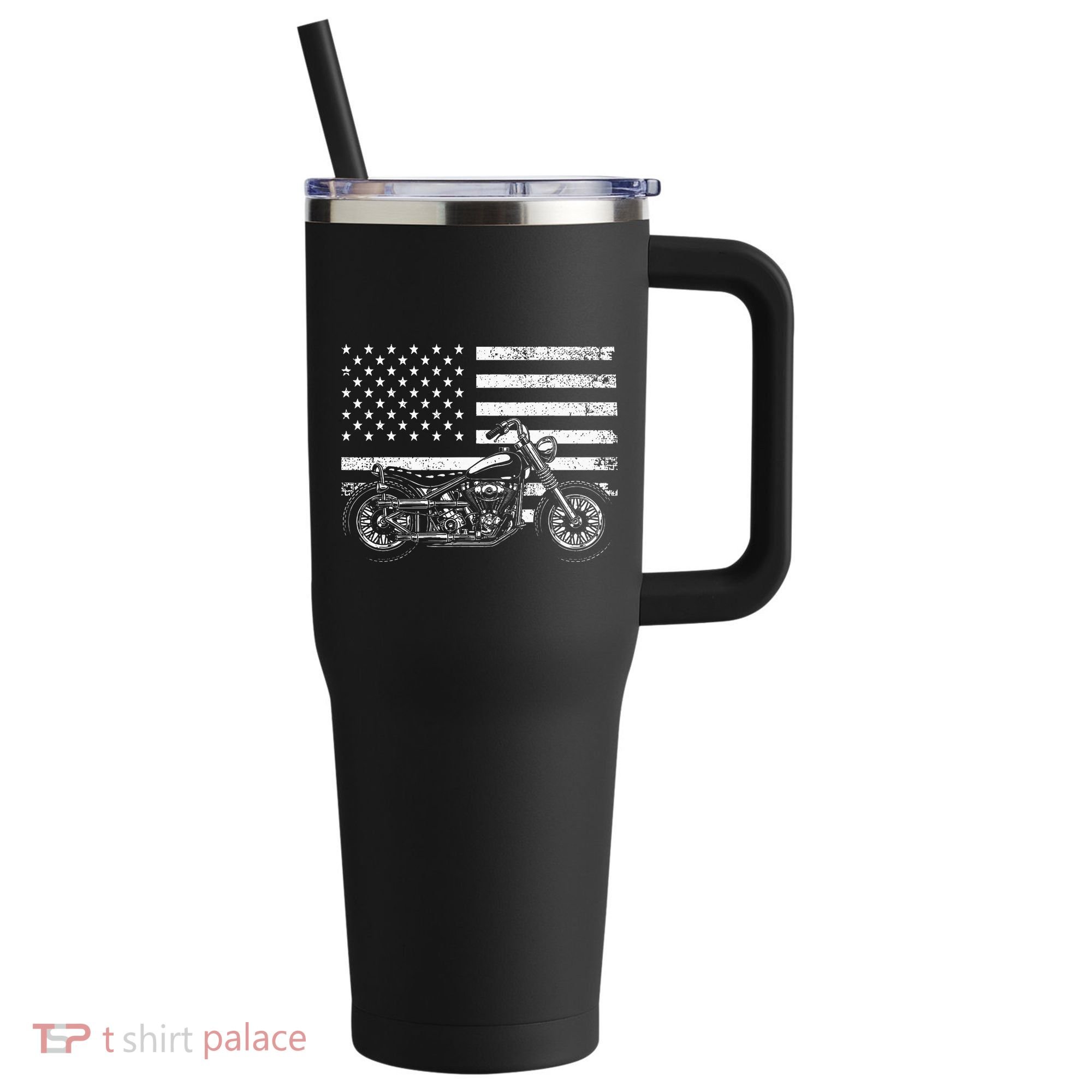 Cool Motorcycle Rider 40oz Vacuum Insulated Stainless Steel Travel Tumbler