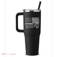 Cool Motorcycle Rider 40oz Vacuum Insulated Stainless Steel Travel Tumbler thumb 2