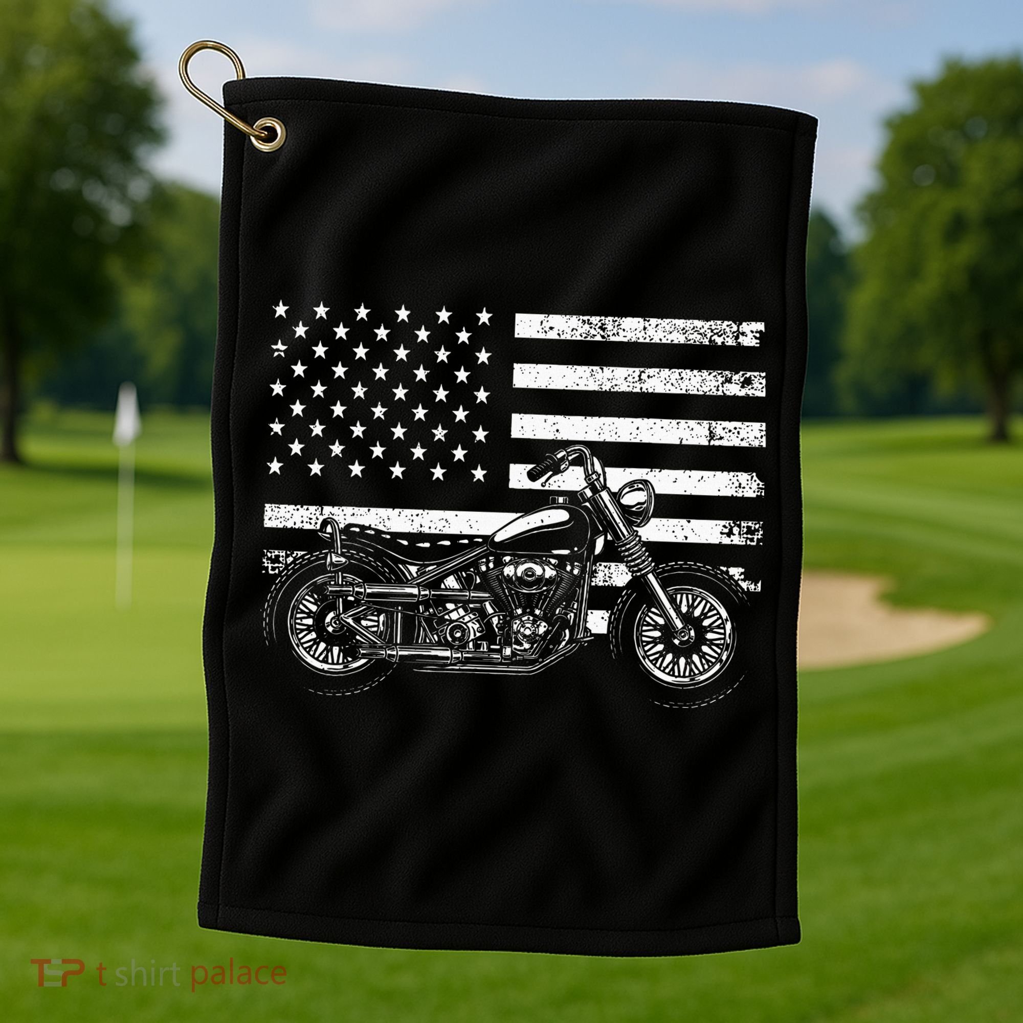Cool Motorcycle Rider Golf Towel
