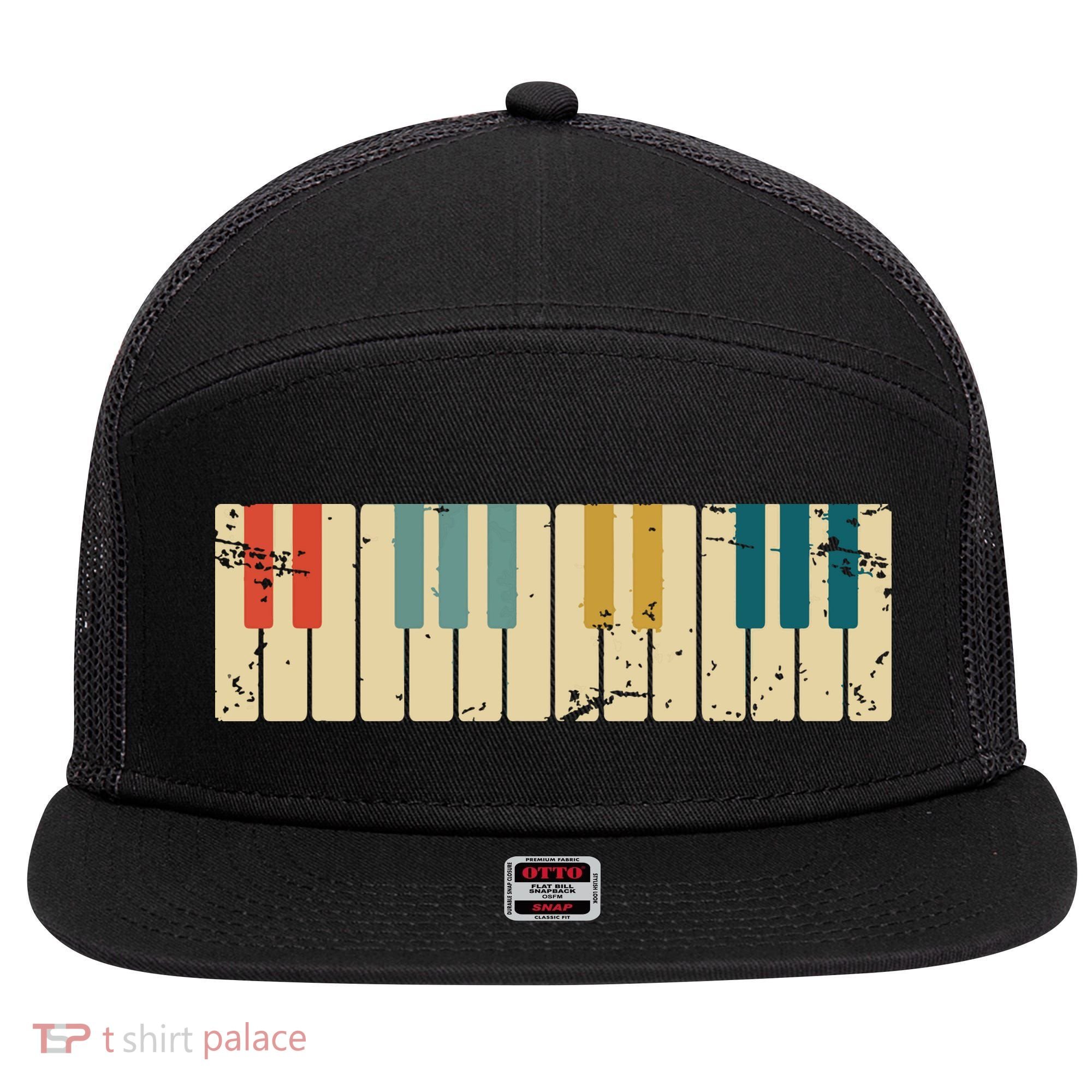 Classical Music Retro Piano 7 Panel Mesh Trucker Snapback Hat