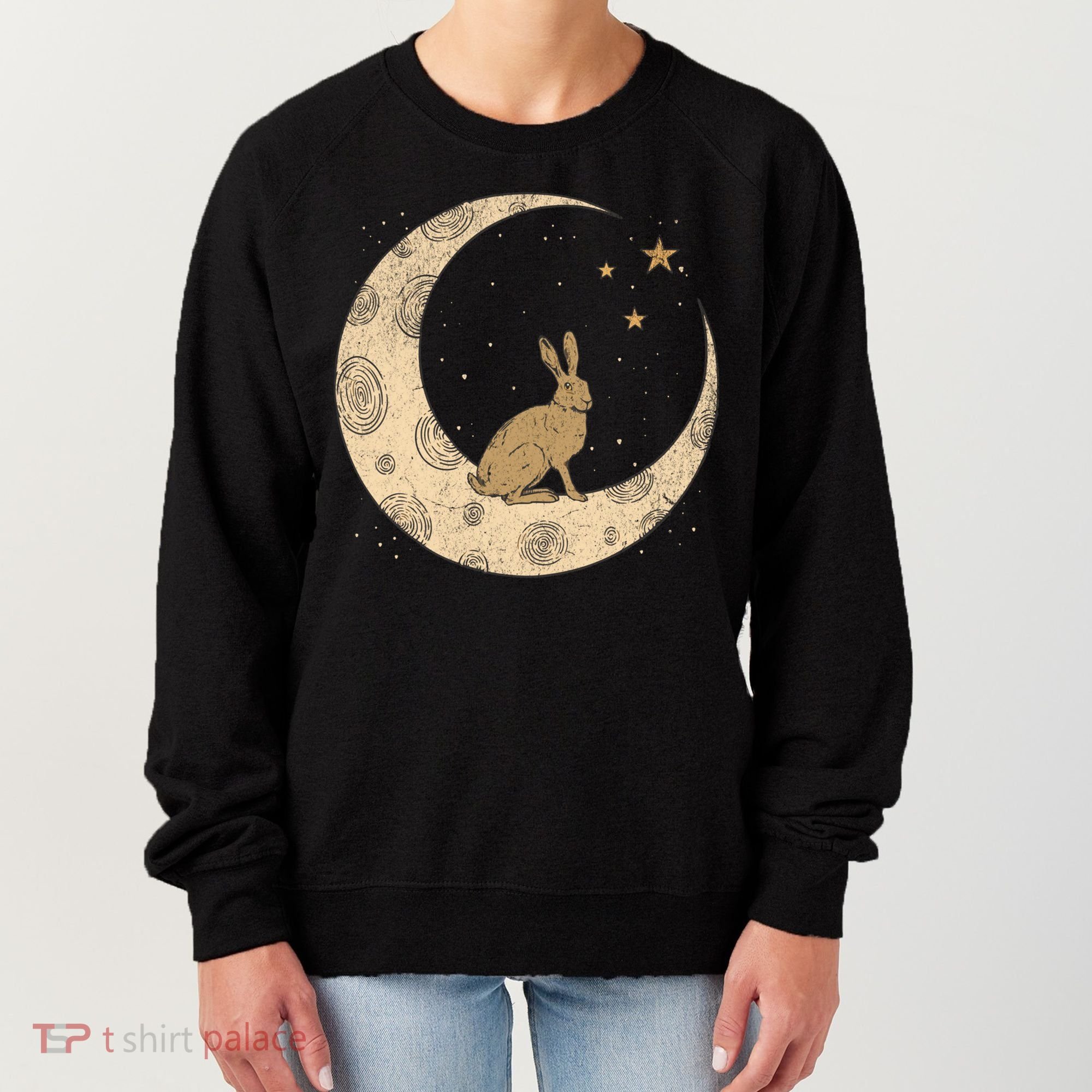 Crescent Moon Rabbit Stars Wiccan Wicca Witch Moon Phases Gift Women's Sweatshirt