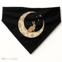 Crescent Moon Rabbit Stars Wiccan Wicca Witch Moon Phases Gift USA-Made Doggie Bandana thumb 0