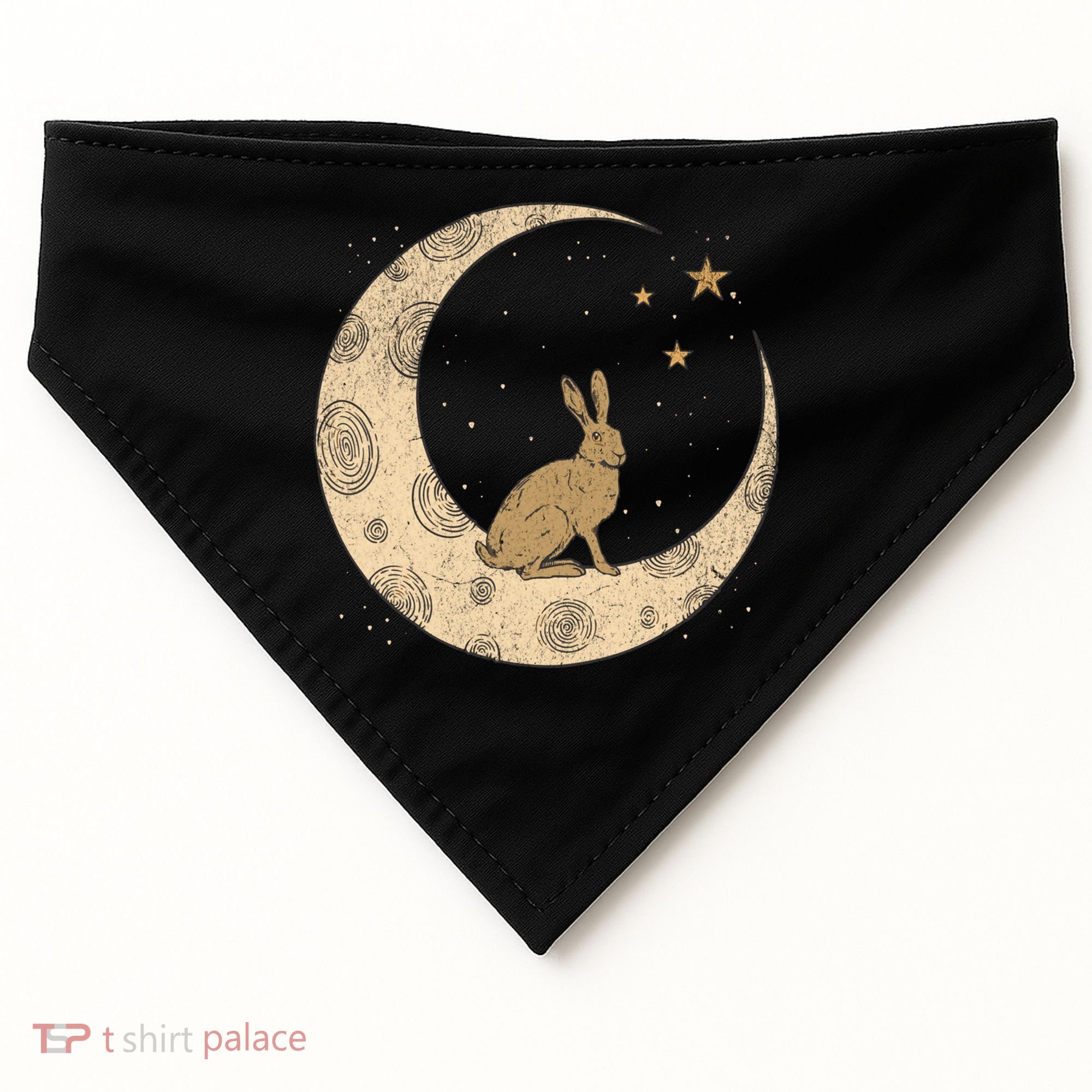 Crescent Moon Rabbit Stars Wiccan Wicca Witch Moon Phases Gift USA-Made Doggie Bandana
