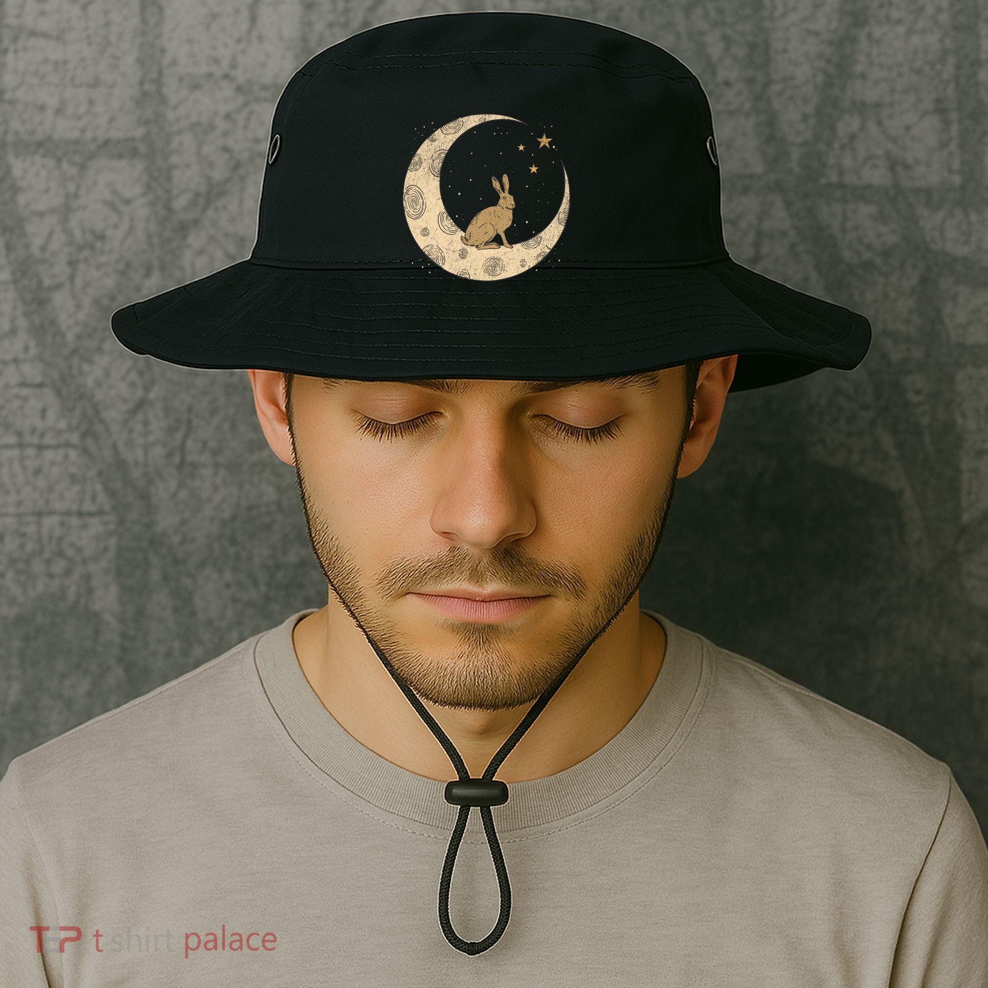 Crescent Moon Rabbit Stars Wiccan Wicca Witch Moon Phases Gift Bucket Hat