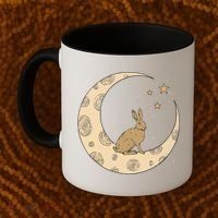 Crescent Moon Rabbit Stars Wiccan Wicca Witch Moon Phases Gift Coffee Mug thumb 2