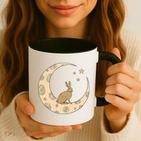 Crescent Moon Rabbit Stars Wiccan Wicca Witch Moon Phases Gift Coffee Mug thumb 3