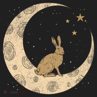 Crescent Moon Rabbit Stars Wiccan Wicca Witch Moon Phases Gift Beanie thumb 2
