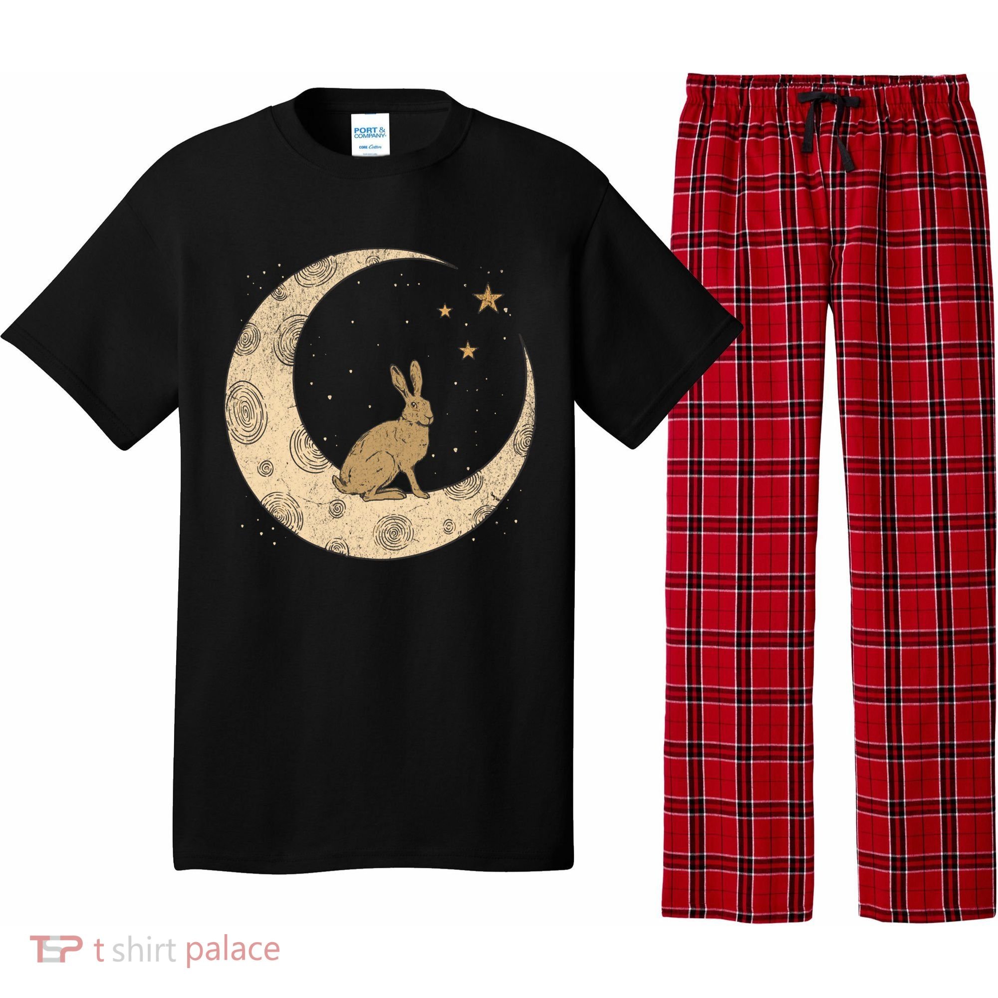 Crescent Moon Rabbit Stars Wiccan Wicca Witch Moon Phases Gift Pajama Set