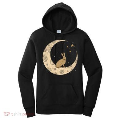 Crescent Moon Rabbit Stars Wiccan Wicca Witch Moon Phases Gift Women's Hoodie