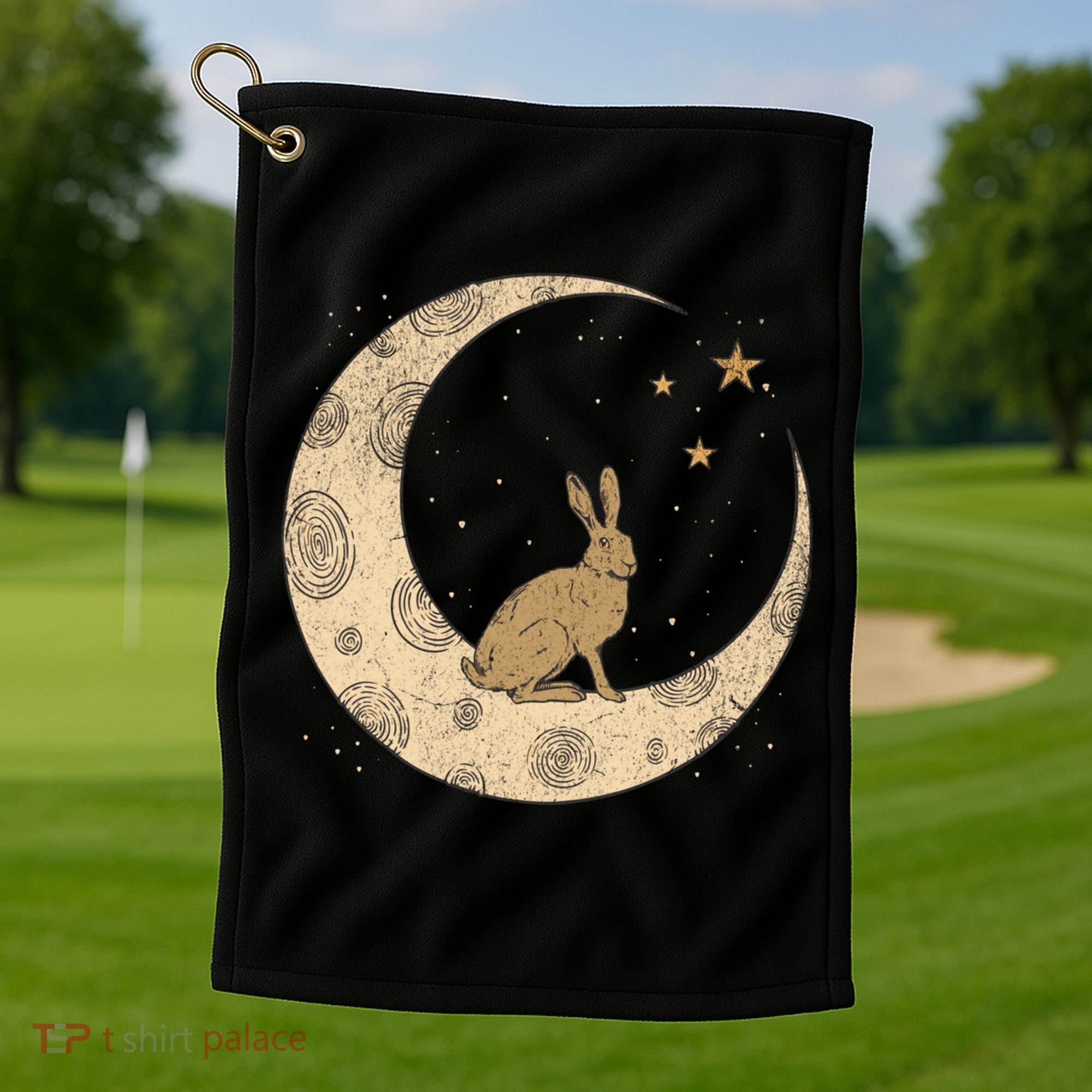 Crescent Moon Rabbit Stars Wiccan Wicca Witch Moon Phases Gift Golf Towel