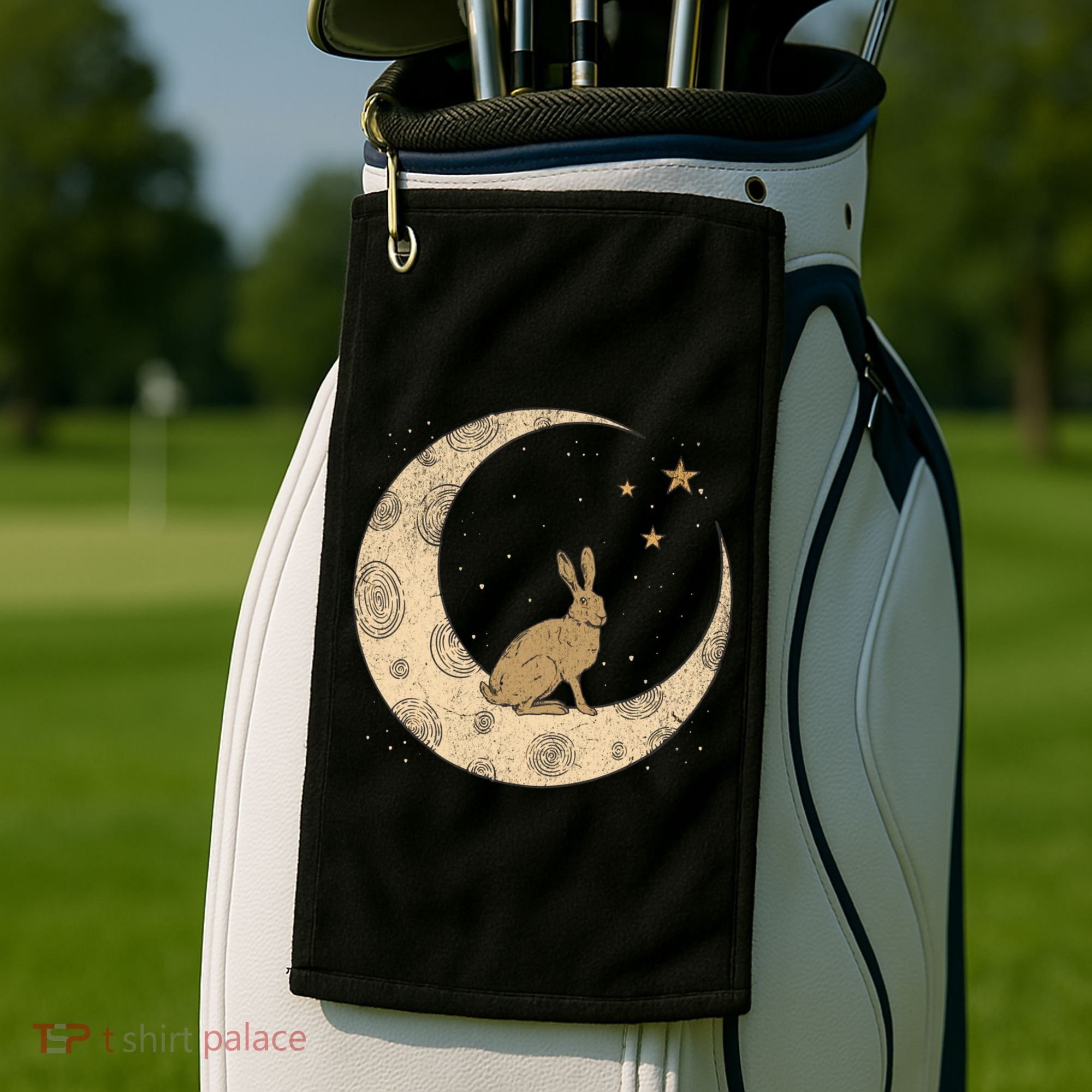 Crescent Moon Rabbit Stars Wiccan Wicca Witch Moon Phases Gift Golf Towel