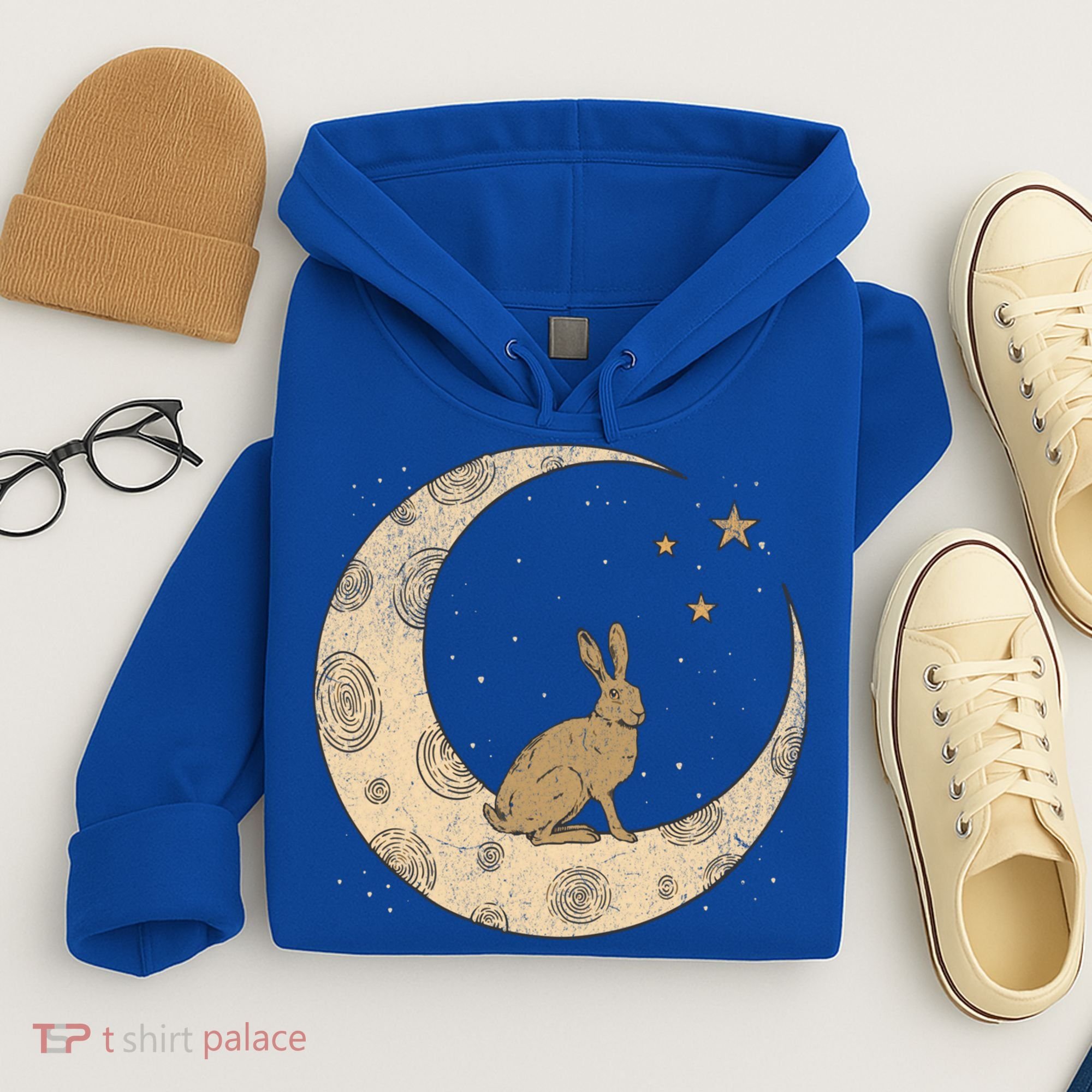 Crescent Moon Rabbit Stars Wiccan Wicca Witch Moon Phases Gift Hoodie