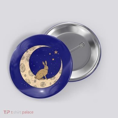 Crescent Moon Rabbit Stars Wiccan Wicca Witch Moon Phases Gift Button