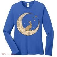 Crescent Moon Rabbit Stars Wiccan Wicca Witch Moon Phases Gift Women's Long Sleeve Shirt thumb 0