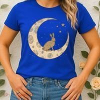 Crescent Moon Rabbit Stars Wiccan Wicca Witch Moon Phases Gift Women's T-Shirt thumb 2