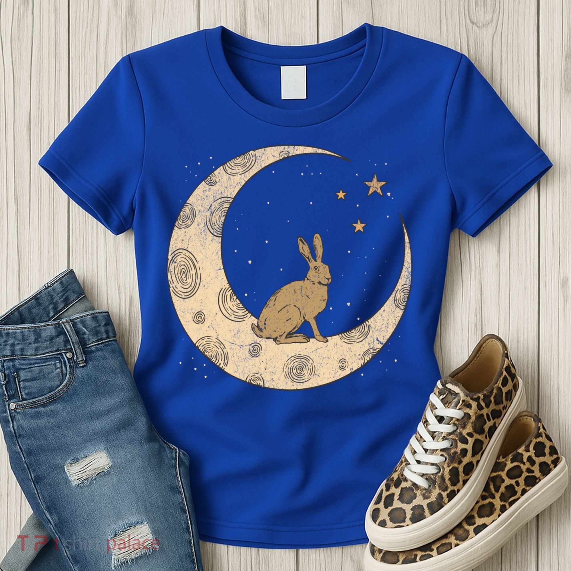 Crescent Moon Rabbit Stars Wiccan Wicca Witch Moon Phases Gift Women's T-Shirt