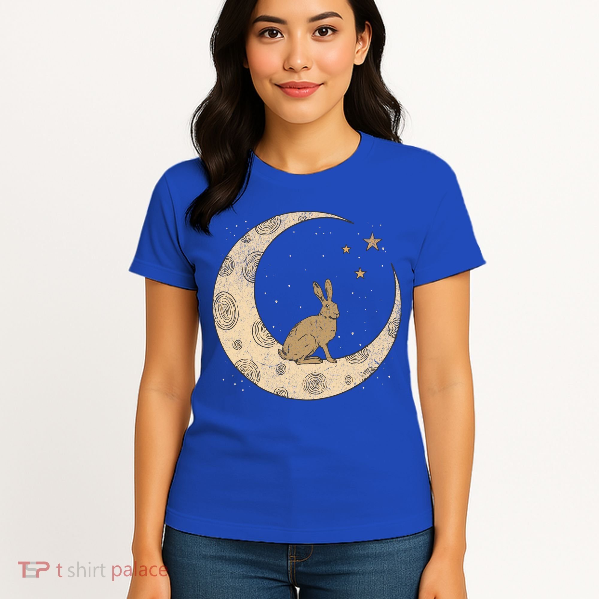 Crescent Moon Rabbit Stars Wiccan Wicca Witch Moon Phases Gift Women's T-Shirt