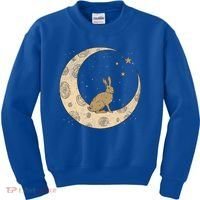 Crescent Moon Rabbit Stars Wiccan Wicca Witch Moon Phases Gift Kids Sweatshirt thumb 0