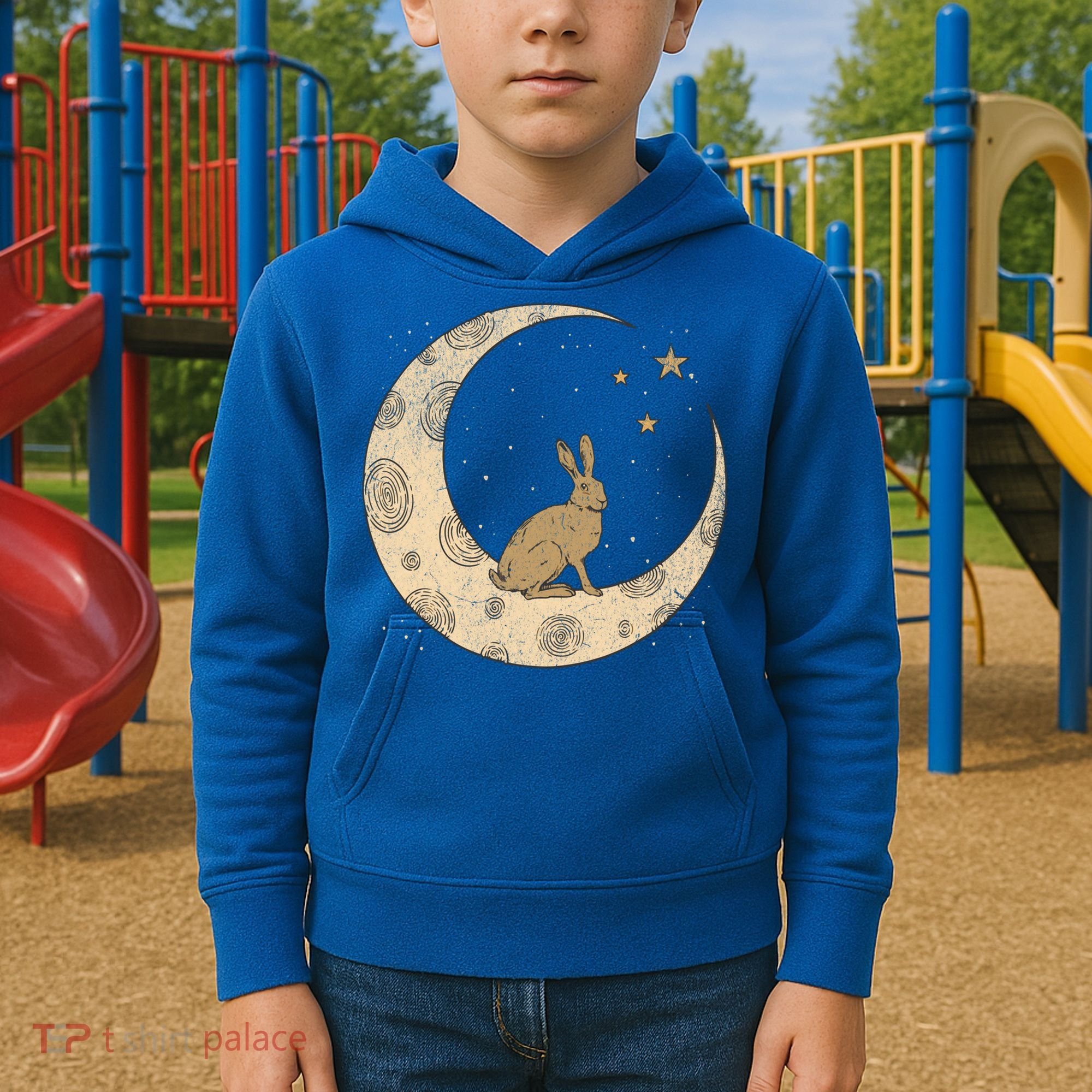 Crescent Moon Rabbit Stars Wiccan Wicca Witch Moon Phases Gift Kids Hoodie