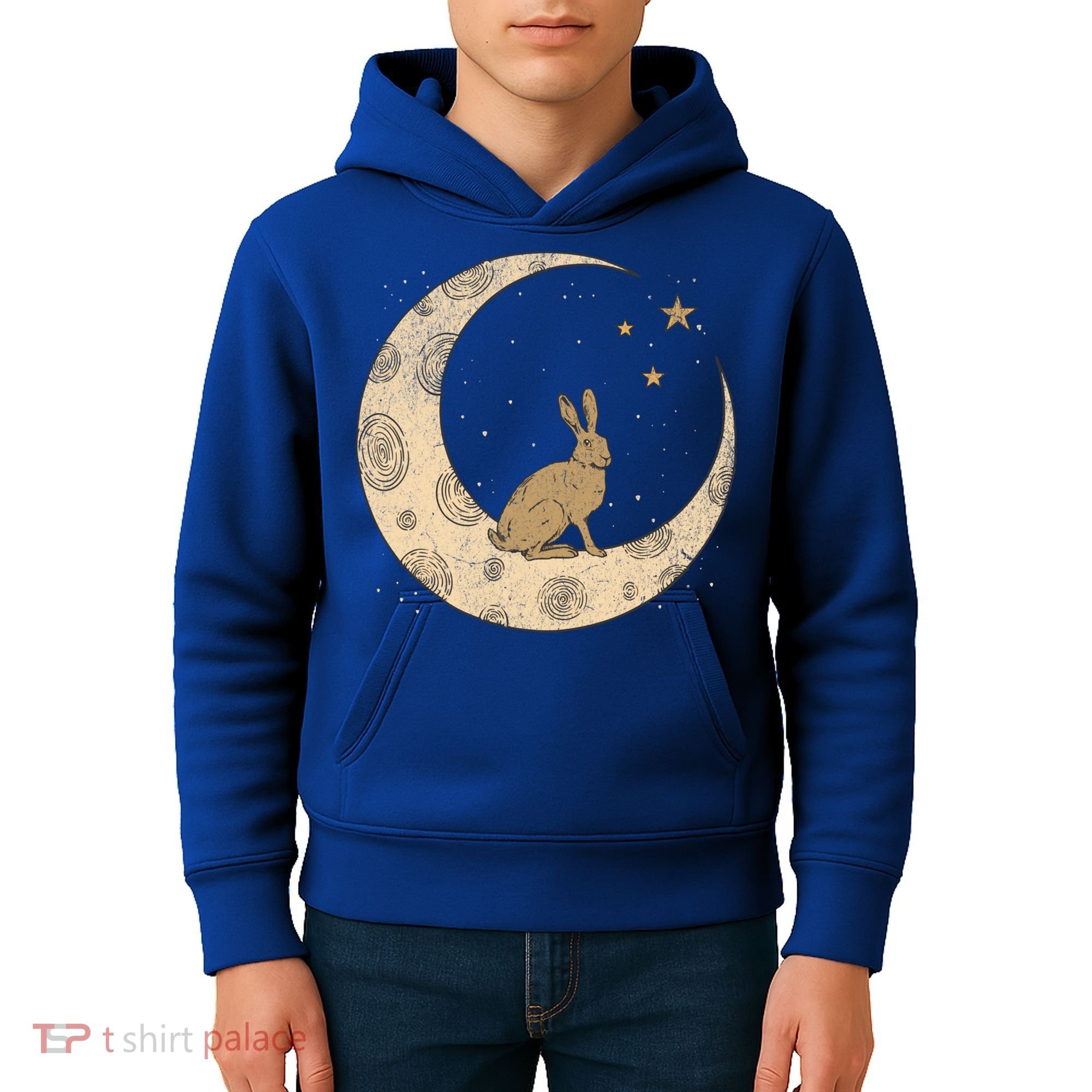 Crescent Moon Rabbit Stars Wiccan Wicca Witch Moon Phases Gift Kids Hoodie