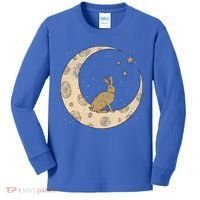 Crescent Moon Rabbit Stars Wiccan Wicca Witch Moon Phases Gift Kids Long Sleeve Shirt thumb 0
