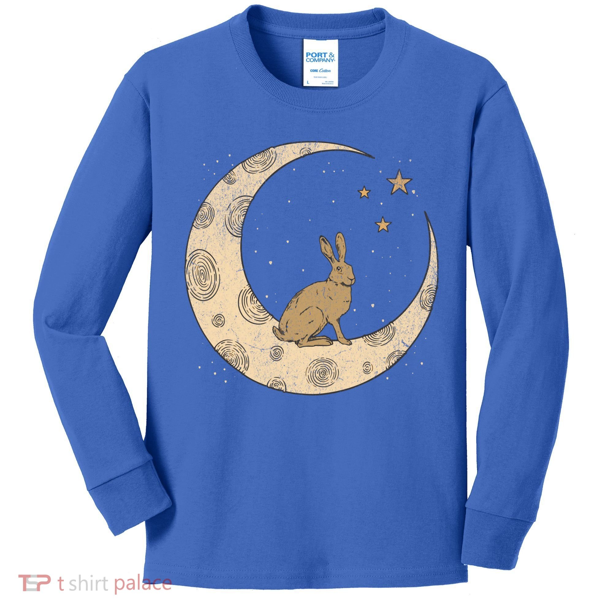 Crescent Moon Rabbit Stars Wiccan Wicca Witch Moon Phases Gift Kids Long Sleeve Shirt