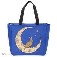 Crescent Moon Rabbit Stars Wiccan Wicca Witch Moon Phases Gift Tote Bag thumb 0