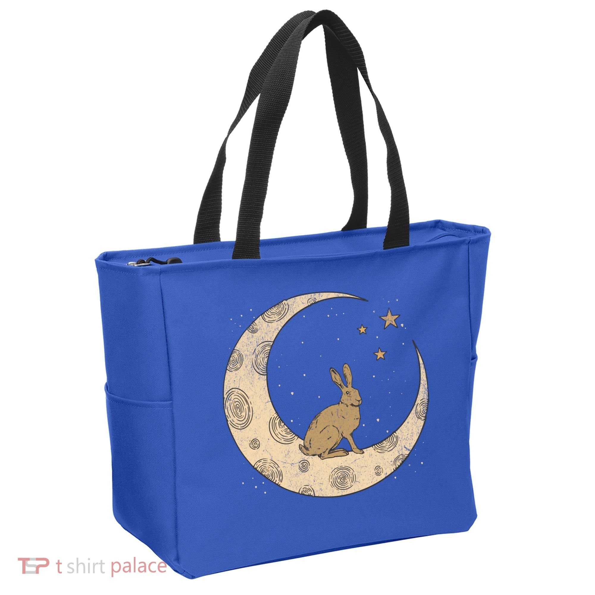 Crescent Moon Rabbit Stars Wiccan Wicca Witch Moon Phases Gift Tote Bag