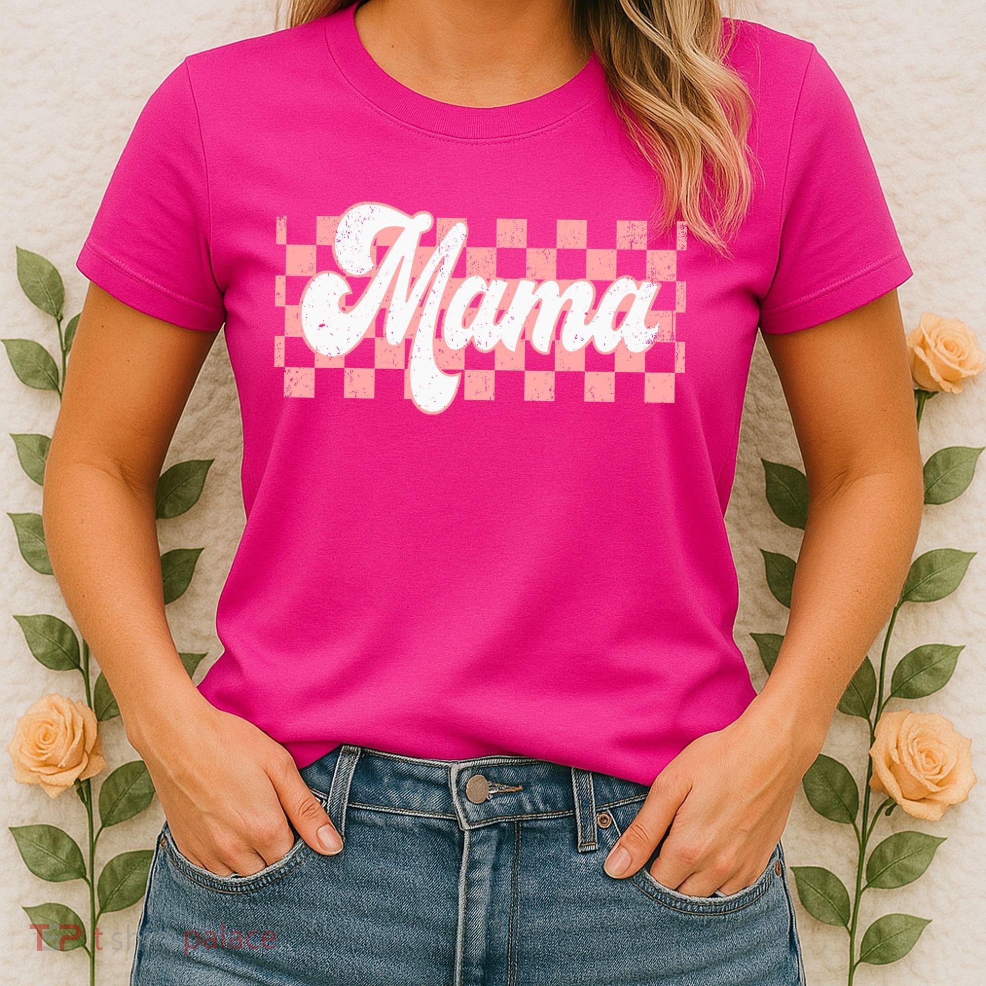 Checkered Mama Retro Mom Life Women Mothers Day New Mom Women's T-Shirt