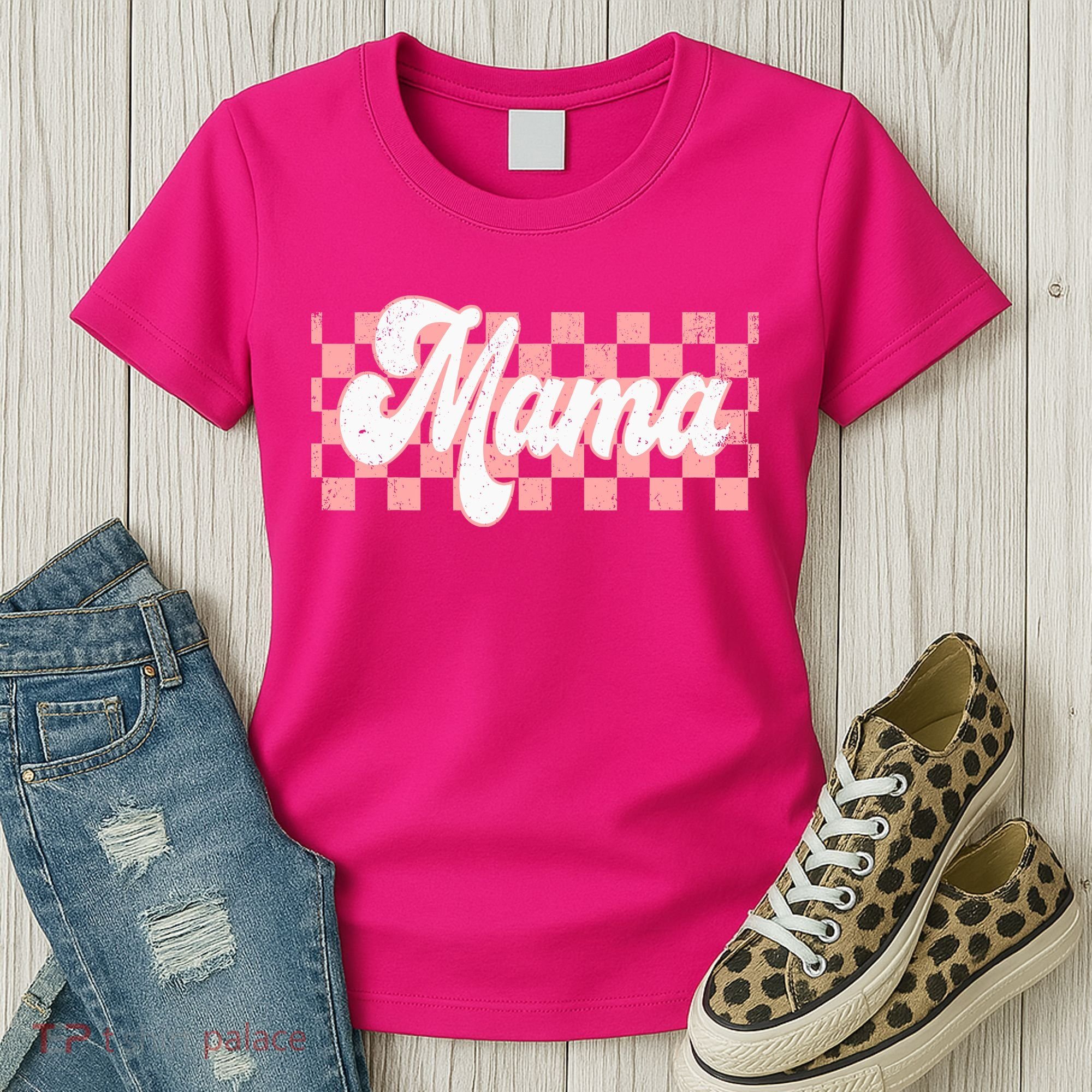 Checkered Mama Retro Mom Life Women Mothers Day New Mom Women's T-Shirt