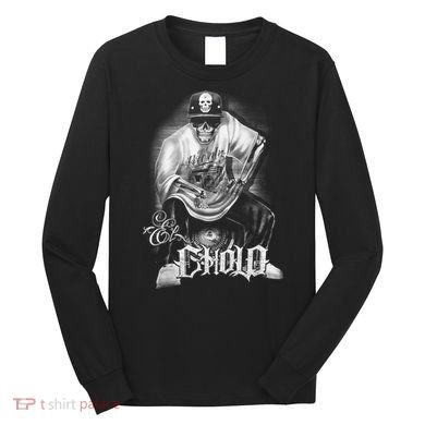 Chicano Mexican Skull Gangster Long Sleeve Shirt