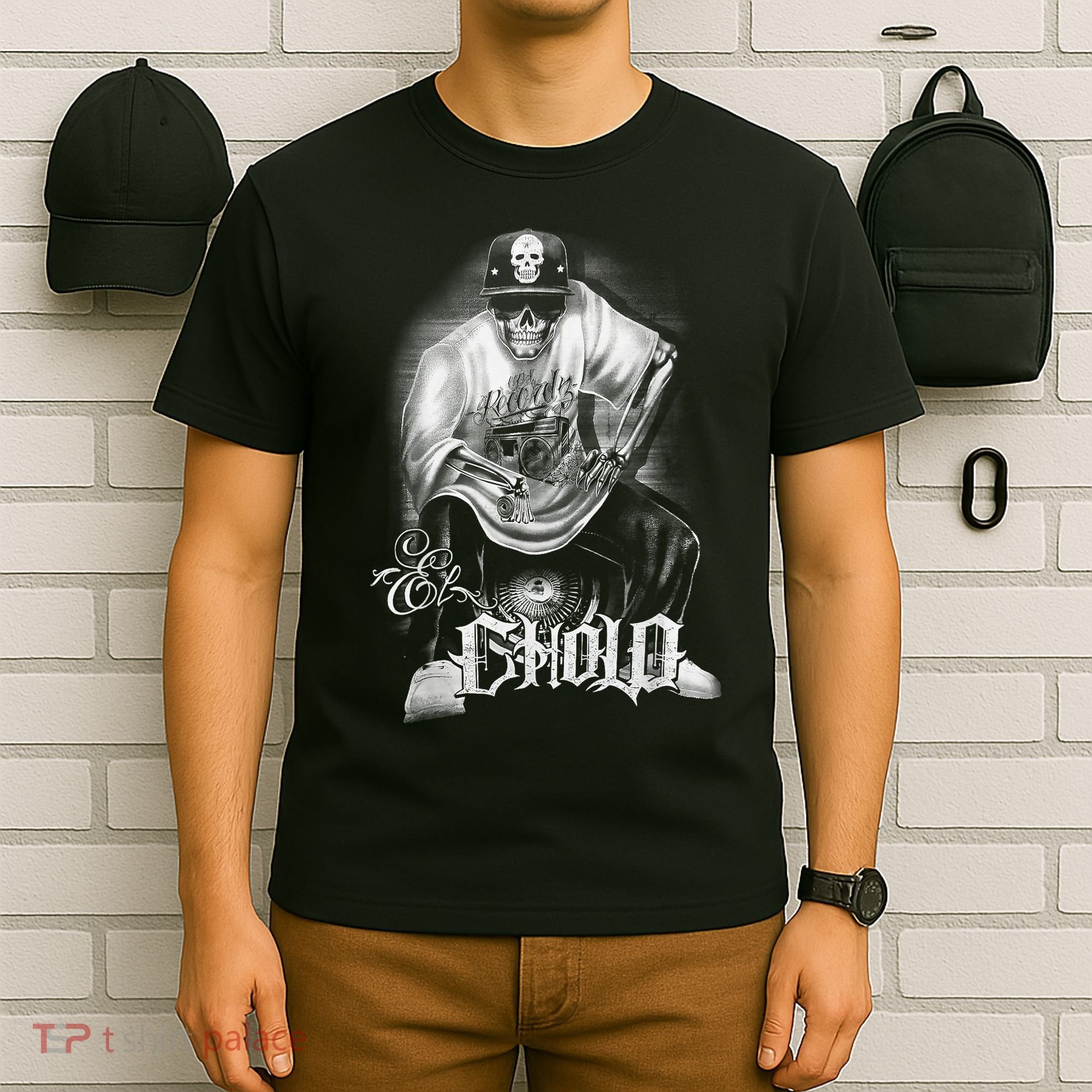 Chicano Mexican Skull Gangster T-Shirt