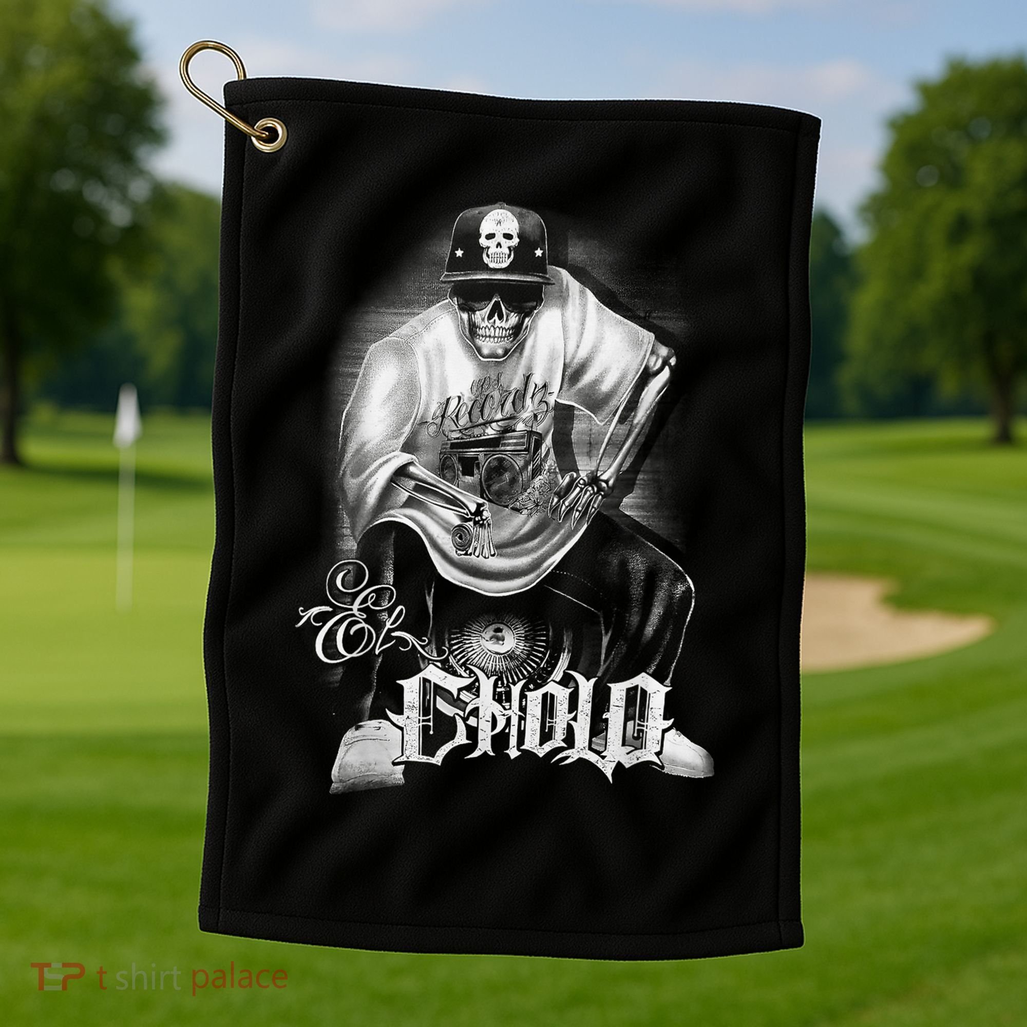 Chicano Mexican Skull Gangster Golf Towel
