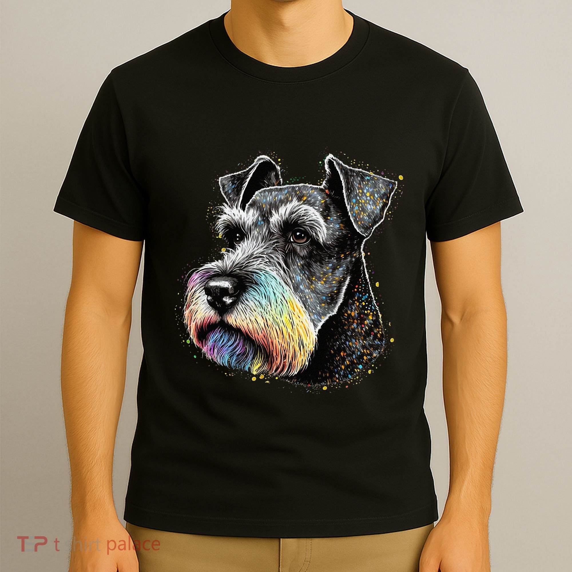 Cute Miniature Schnauzer Lover Colorful Art Dog Mom Dog Dad T-Shirt