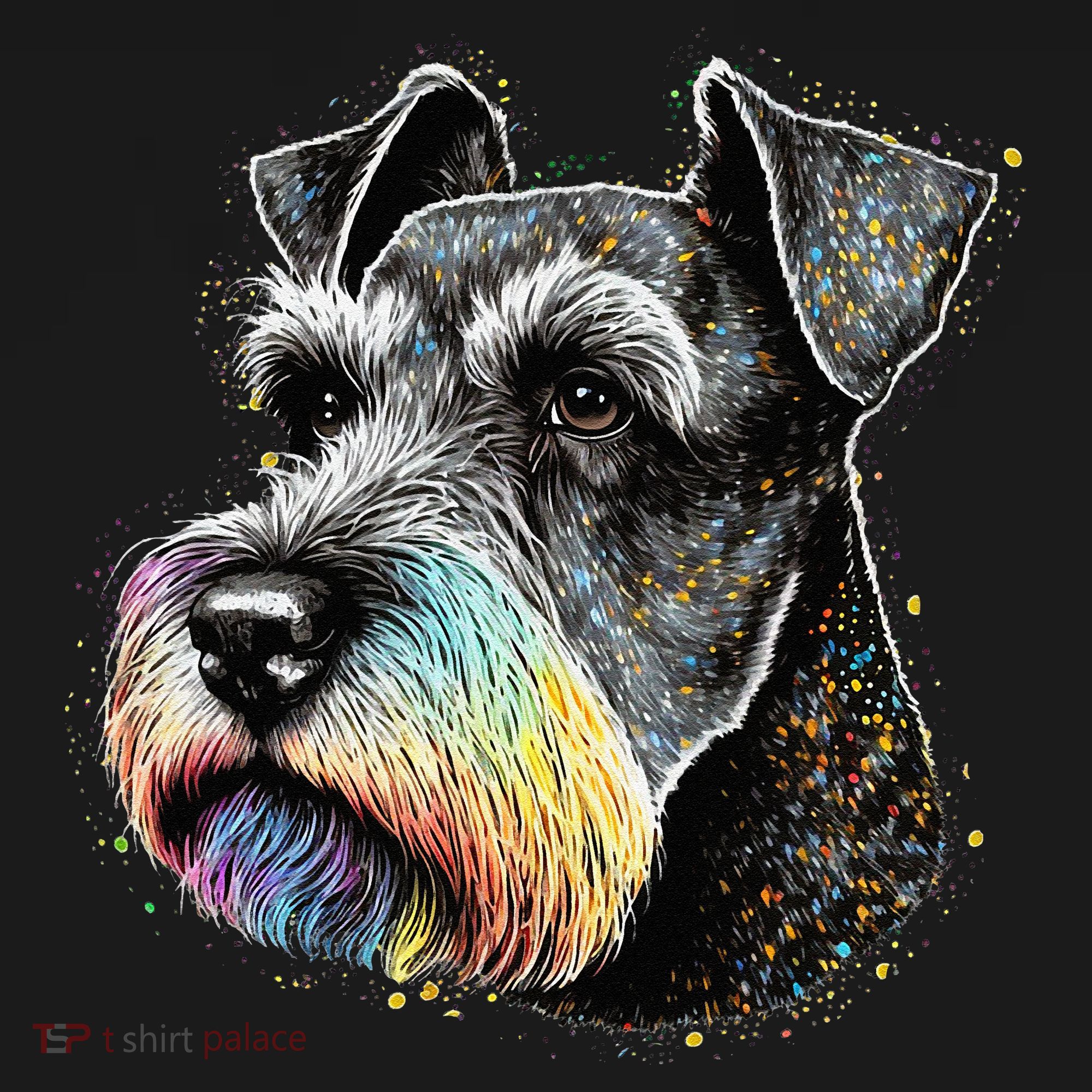 Cute Miniature Schnauzer Lover Colorful Art Dog Mom Dog Dad T-Shirt