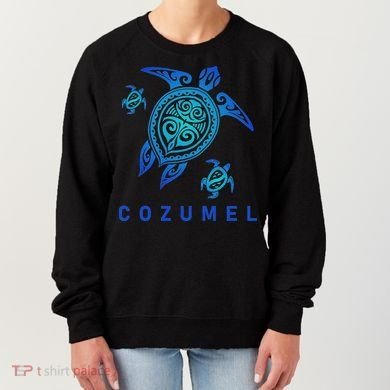 Cozumel Mexico Sea Blue Tribal Turtle Women's Sweatshirt