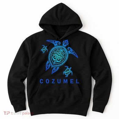 Cozumel Mexico Sea Blue Tribal Turtle Hoodie