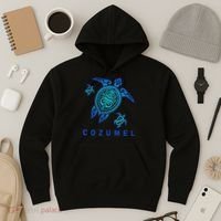 Cozumel Mexico Sea Blue Tribal Turtle Hoodie thumb 3