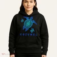 Cozumel Mexico Sea Blue Tribal Turtle Hoodie thumb 5