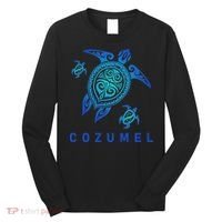 Cozumel Mexico Sea Blue Tribal Turtle Long Sleeve Shirt thumb 0