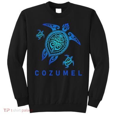 Cozumel Mexico Sea Blue Tribal Turtle Sweatshirt